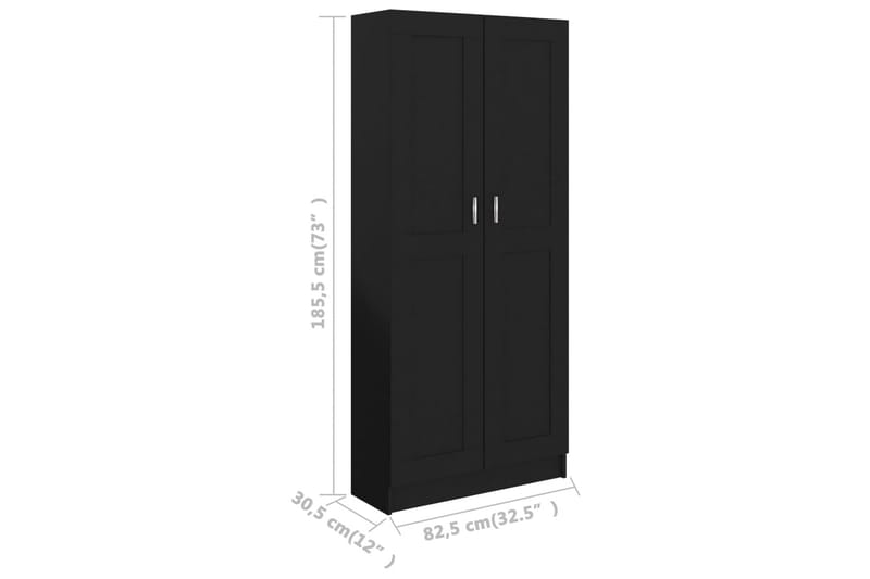 Bokskåp svart 82,5x30,5x185,5 cm spånskiva - Svart - Förvaring - Hylla - Bokhylla