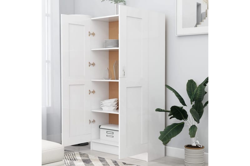 Bokskåp vit 82,5x30,5x150 cm spånskiva - Vit - Förvaring - Hylla - Bokhylla