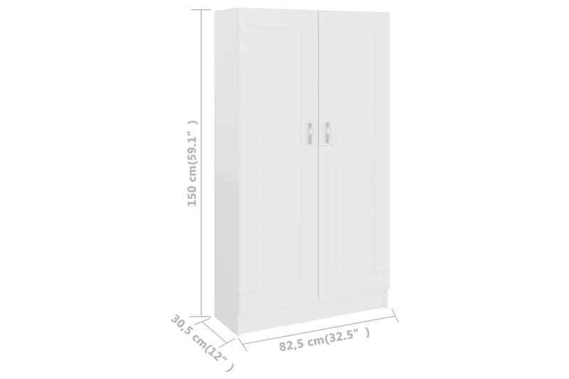 Bokskåp vit 82,5x30,5x150 cm spånskiva - Vit - Förvaring - Hylla - Bokhylla