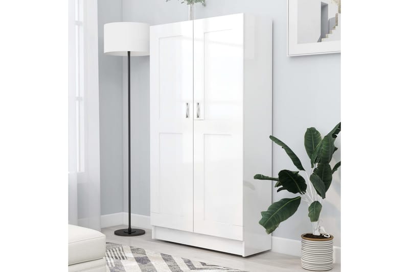 Bokskåp vit högglans 82,5x30,5x150 cm spånskiva - Vit - Förvaring - Hylla - Bokhylla