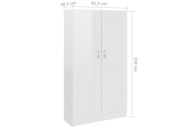 Bokskåp vit högglans 82,5x30,5x150 cm spånskiva - Vit - Förvaring - Hylla - Bokhylla