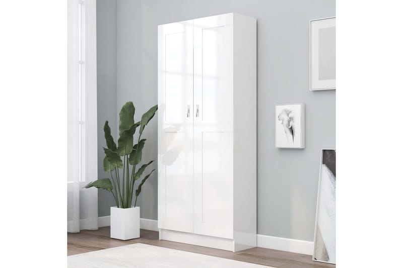 Bokskåp vit högglans 82,5x30,5x185,5 cm spånskiva - Vit - Förvaring - Hylla - Bokhylla