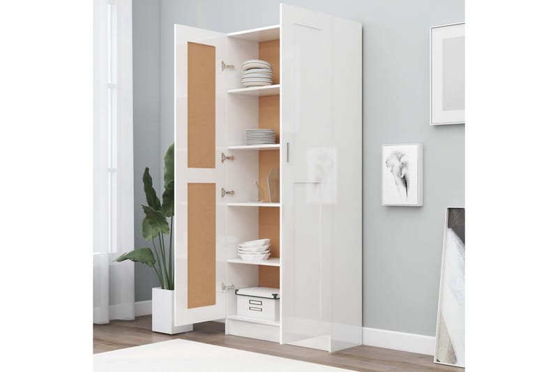 Bokskåp vit högglans 82,5x30,5x185,5 cm spånskiva - Vit - Förvaring - Hylla - Bokhylla
