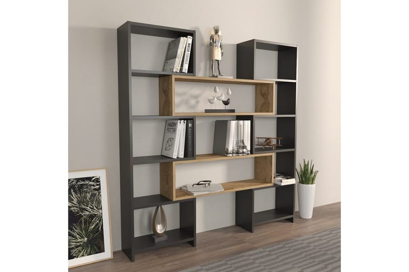 Bokhylla Bravelle Svart / Ek - Beige/Svart - Förvaring - Hylla - Bokhylla