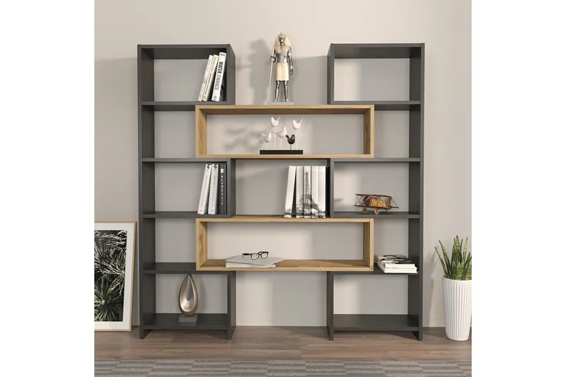 Bokhylla Bravelle Svart / Ek - Beige/Svart - Förvaring - Hylla - Bokhylla