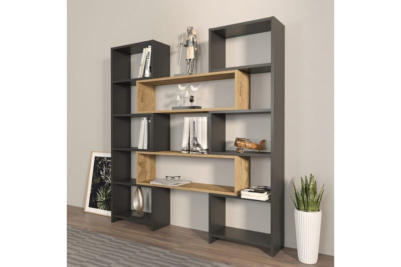 Bokhylla Bravelle Svart / Ek - Beige/Svart - Förvaring - Hylla - Bokhylla