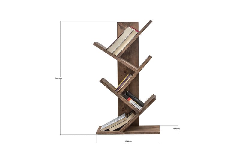 Cancello Bokhylla 35x18 cm 5 Hyllor - Mörkbrun - Förvaring - Hylla - Bokhylla
