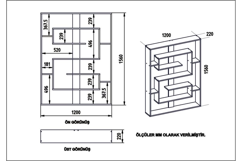 Caulside Bokhylla 120 cm - Valnöt|Svart - Förvaring - Hylla - Bokhylla
