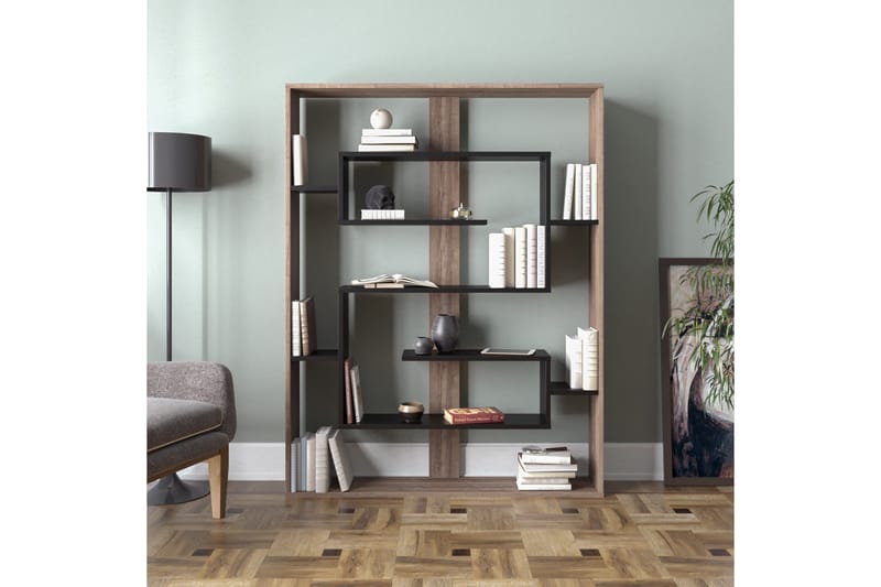 Caulside Bokhylla 120 cm - Valnöt|Svart - Förvaring - Hylla - Bokhylla