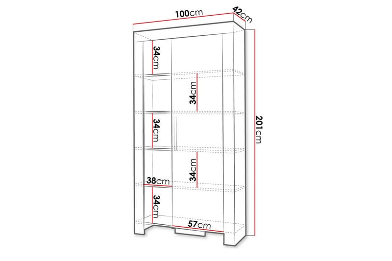 Cezar Hylla 100x42x201 cm Ek - Förvaring - Hylla - Bokhylla