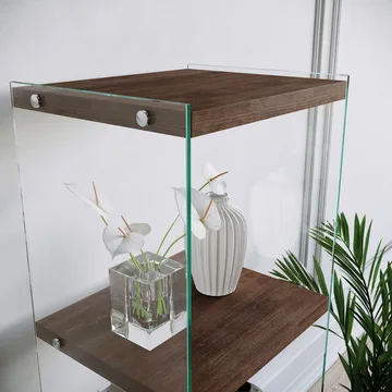 Dalshult Bokhylla 40 cm i Glas med Träskiva - Genomskinlig - Förvaring - Hylla - Bokhylla
