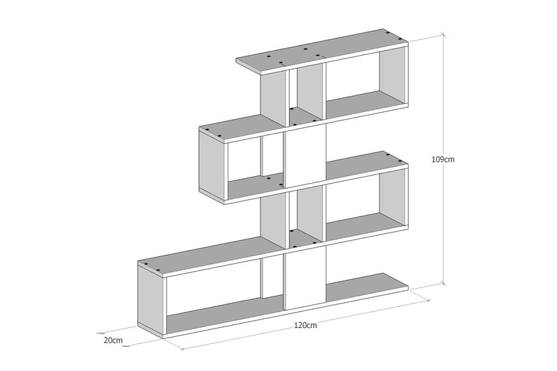 Decorta Sidobord - Vit/Valnöt - Förvaring - Hylla - Bokhylla