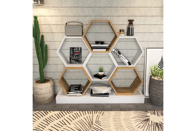 Desgrar Bokhylla 120x109 cm i Ek - Vit - Förvaring - Hylla - Bokhylla