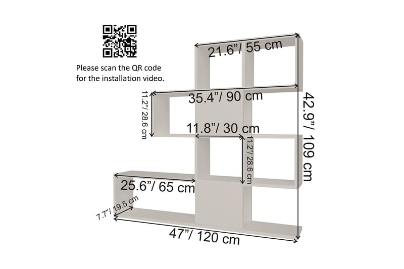 Desgrar Bokhylla 120x109 cm i Målat Trä - Vit - Förvaring - Hylla - Bokhylla