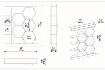 Desgrar Bokhylla 140x177,4 cm - Vit - Förvaring - Hylla - Bokhylla