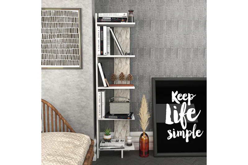 Desgrar Bokhylla 45,2x180 cm - Vit - Förvaring - Hylla - Bokhylla