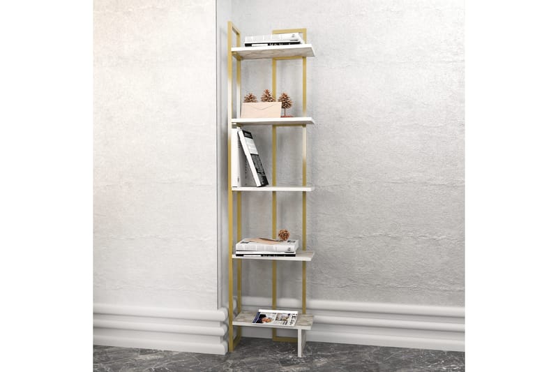 Desgrar Bokhylla 45.2x180 cm i Trä med Metallram - Vit - Förvaring - Hylla - Bokhylla