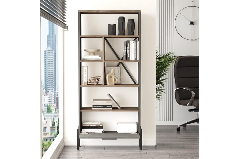 Desgrar Bokhylla 45x76 cm - Brun/Betonggrå/Antracit - Förvaring - Hylla - Bokhylla