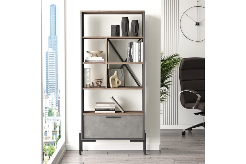 Desgrar Bokhylla 45x76 cm - Brun/Betonggrå/Antracit - Förvaring - Hylla - Bokhylla