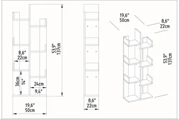 Desgrar Bokhylla 50x173 cm i Målat Trä - Vit - Förvaring - Hylla - Bokhylla