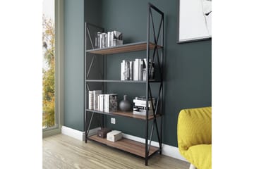 Desgrar Bokhylla 94x150 cm i Metall med Träskiva - Svart - Förvaring - Hylla - Bokhylla
