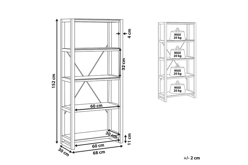 Ejenks Hylla 68x30 cm - Vit/Ljust Trä - Bokhylla