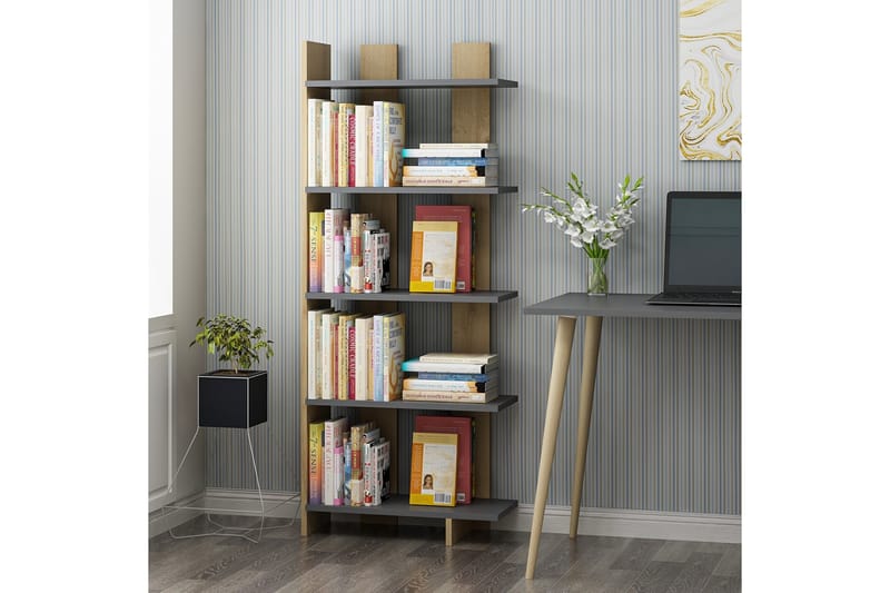 Elas Bokhylla 62x25 cm Antracit/Brun - Hanah Home - Förvaring - Hylla - Bokhylla