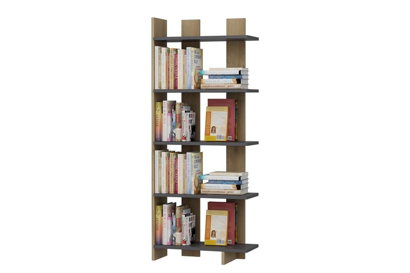 Elas Bokhylla 62x25 cm Antracit/Brun - Hanah Home - Förvaring - Hylla - Bokhylla