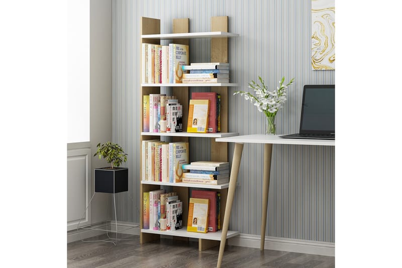 Elas Bokhylla 62x25 cm Vit/Brun - Hanah Home - Förvaring - Hylla - Bokhylla