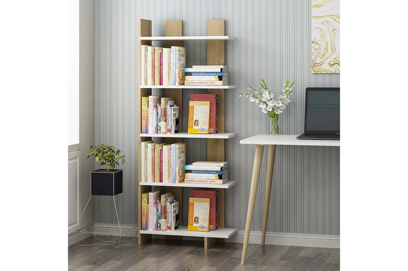 Elas Bokhylla 62x25 cm Vit/Brun - Hanah Home - Förvaring - Hylla - Bokhylla