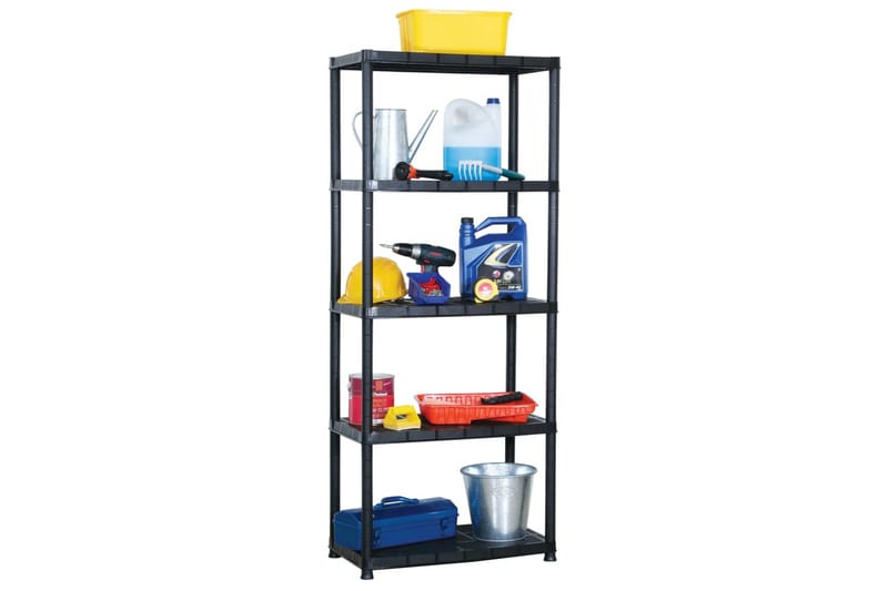 Förvaringshylla 5 hyllor svart 71x38x170 cm plast - Svart - Förvaring - Hylla - Bokhylla