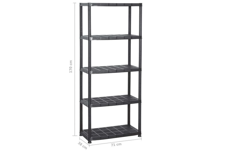 Förvaringshylla 5 hyllor svart 71x38x170 cm plast - Svart - Förvaring - Hylla - Bokhylla