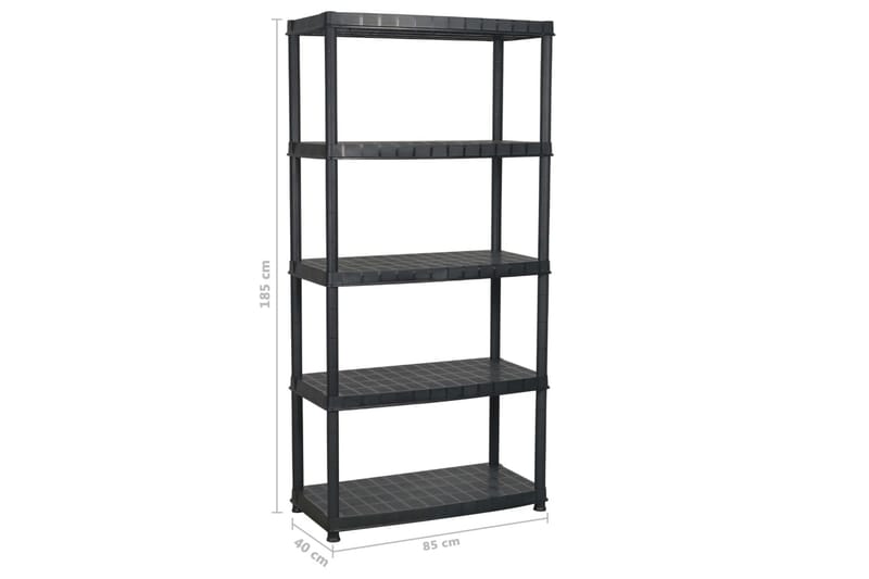Förvaringshylla 5 hyllor svart 85x40x185 cm plast - Svart - Förvaring - Hylla - Bokhylla