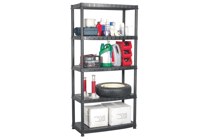 Förvaringshylla 5 hyllor svart 91,5x45,7x185 cm plast - Svart - Förvaring - Hylla - Bokhylla