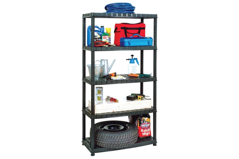 Förvaringshylla 5 hyllor svart 91,5x45,7x185 cm plast - Svart - Förvaring - Hylla - Bokhylla