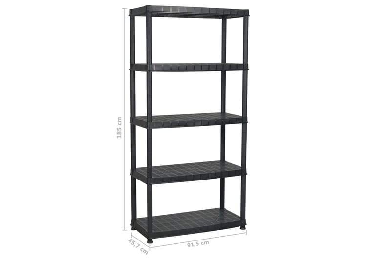 Förvaringshylla 5 hyllor svart 91,5x45,7x185 cm plast - Svart - Förvaring - Hylla - Bokhylla