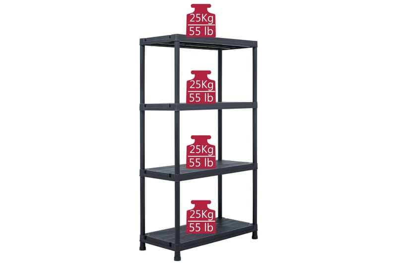 Förvaringshylla svart 100 kg 60x30x138 cm plast - Svart - Förvaring - Hylla - Bokhylla