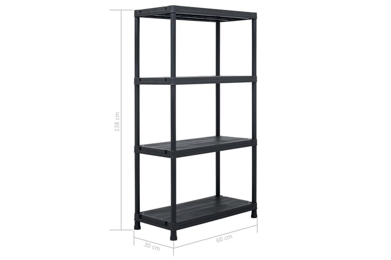 Förvaringshylla svart 100 kg 60x30x138 cm plast - Svart - Förvaring - Hylla - Bokhylla