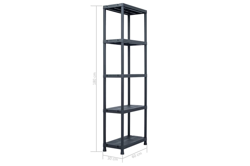 Förvaringshylla svart 125 kg 60x30x180 cm plast - Svart - Förvaring - Hylla - Bokhylla