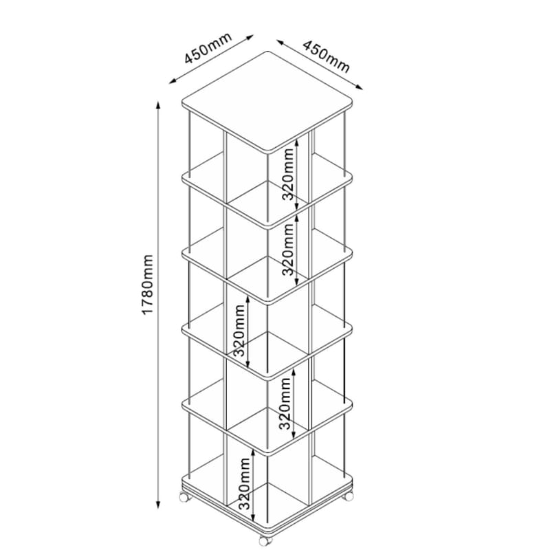 Bokhylla Ferdie Swivel 45x45x176 cm - ask/svart - Förvaring - Hylla - Bokhylla