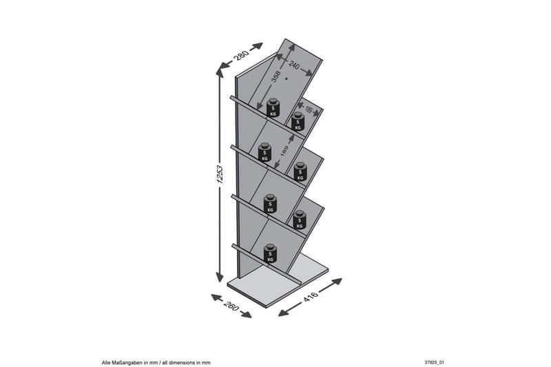 FMD Stående hylla geometrisk ek - Brun - Förvaring - Hylla - Bokhylla