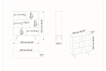 Frascone Bokhylla 120x30 cm 9 Hyllor - Mörkbrun - Förvaring - Hylla - Bokhylla