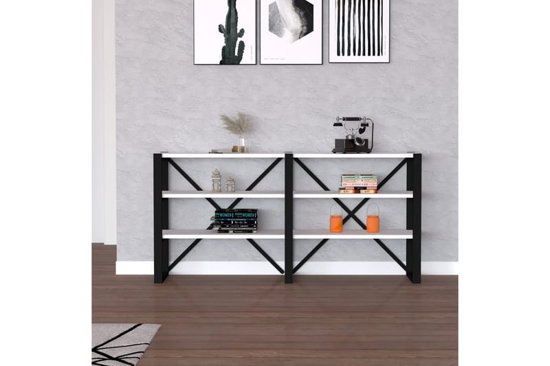 Gokova Bokhylla 133x32 cm 6 Hyllor - Vit/Svart - Förvaring - Hylla - Bokhylla