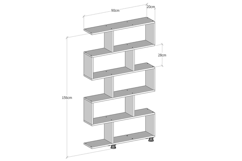 Haciali Bokhylla 90x20 cm 5 Hyllor - Natur - Bokhylla