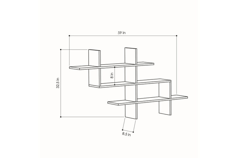 Halic Bokhylla 150x22 cm Brun - Hanah Home - Förvaring - Hylla - Vägghylla