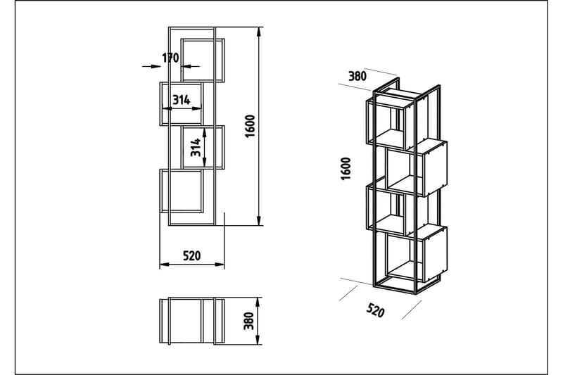 Hammann Bokhylla 52 cm - Svart|Vit - Förvaring - Hylla - Bokhylla