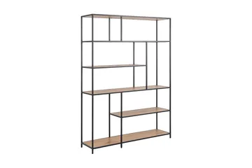 Hasslevik Bokhylla 135x35 cm 4 Hyllor - Natur/Matt Svart - Förvaring - Hylla - Bokhylla