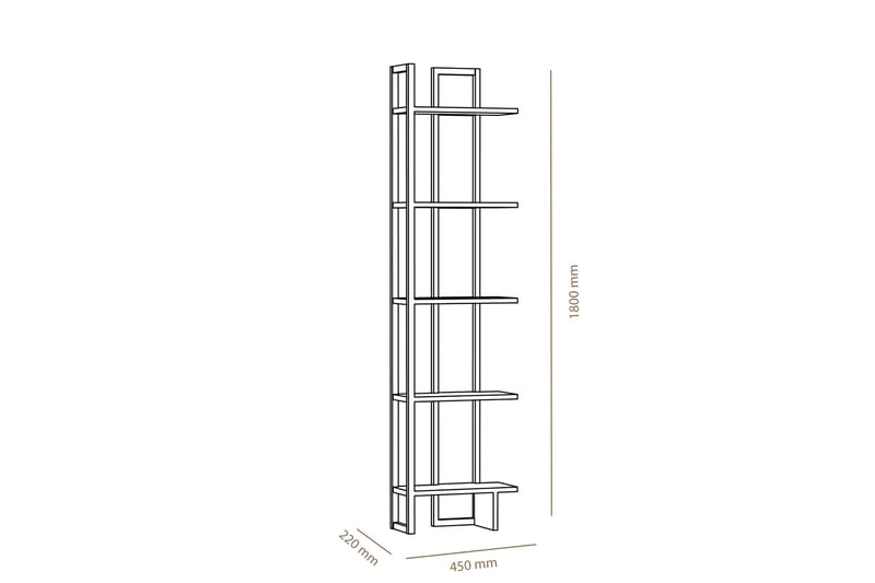 Hejde Bokhylla 45 cm - Brun/Svart - Bokhylla