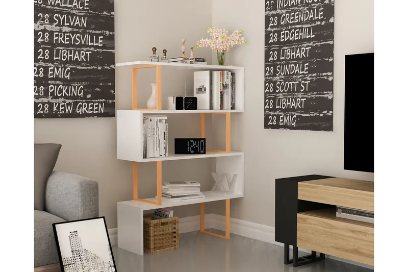 Hejde Bokhylla 92 cm - Gul/Vit - Förvaring - Hylla - Bokhylla