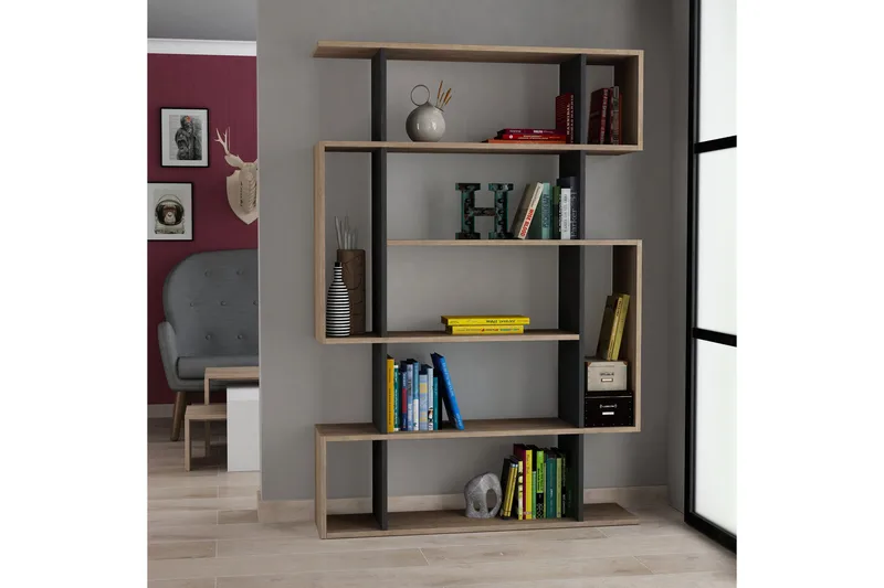 Homitis Bokhylla 108 cm i Valnöt - Ljusbrun - Förvaring - Hylla - Bokhylla